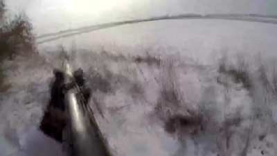 Headcam footage of North Korean soldier trying to shoot down Ukrainian FPV drone with SKS, but gets killed by it, Kursk Oblast, December 2024