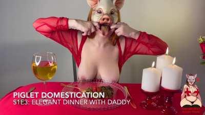 GingerCris - Piglet Domestication: S1E3 Elegant Dinner with Daddy 1080p/60fps 37m39s 🐷💩👅👩🏻‍🦰