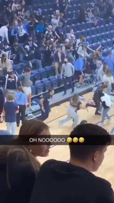 Tripping on the court due to elevated little step