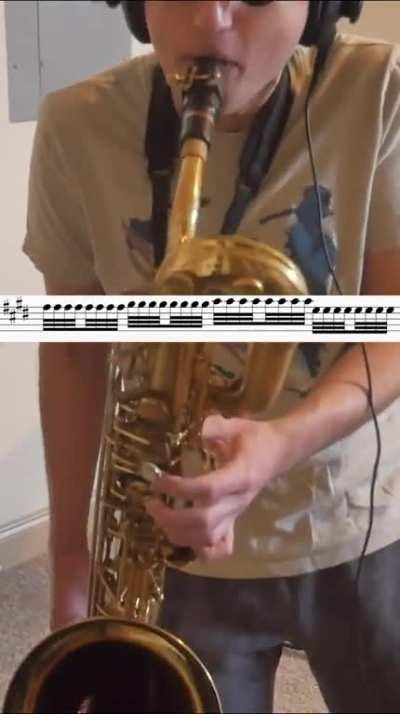 Me playing “The Devil In I” riff on Baritone Saxophone