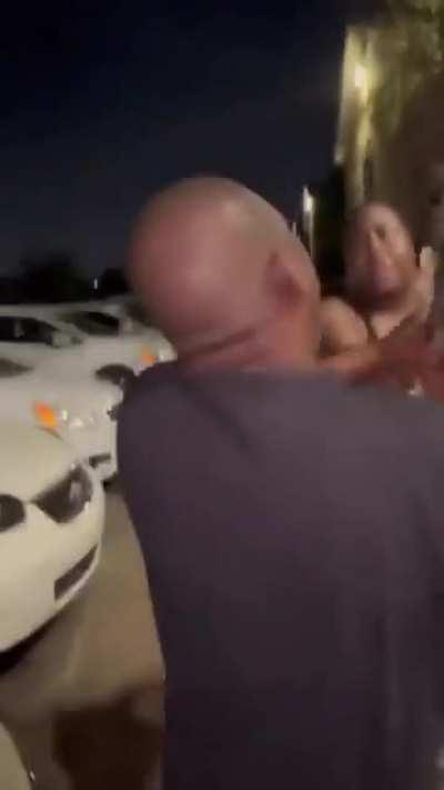 Is that a giant iron chicken leg she hittin' him with?