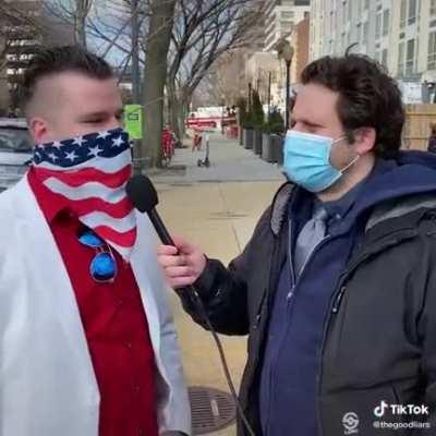 An interview with a Trump supporter shortly after the Capitol riot in DC