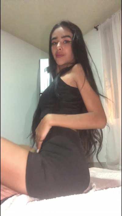 18, latina, tiny tits, a bit shy, please don't be mean!