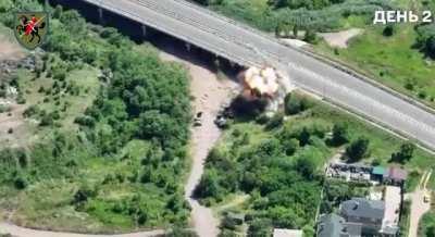 3 Russian BM-21 Grads hit with a Precision Artillery Strike by Ukraine's 110th Brigade. Ukraine, 2023.