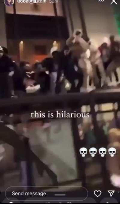 WCGW climbing a bus shelter