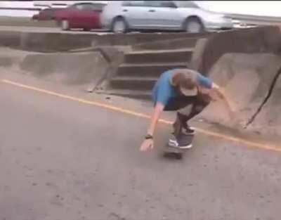 Skating by cars and getting obliterated