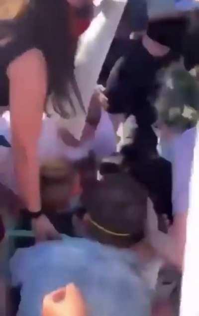 Protestors try to stop big truck