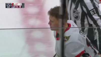 Tim Stützle and Samuel Girard drop the gloves