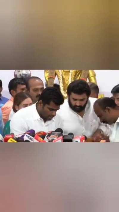 Political drama: K. Annamalai's aide Amar Prasad Reddy signals a girl student to fall on his feet