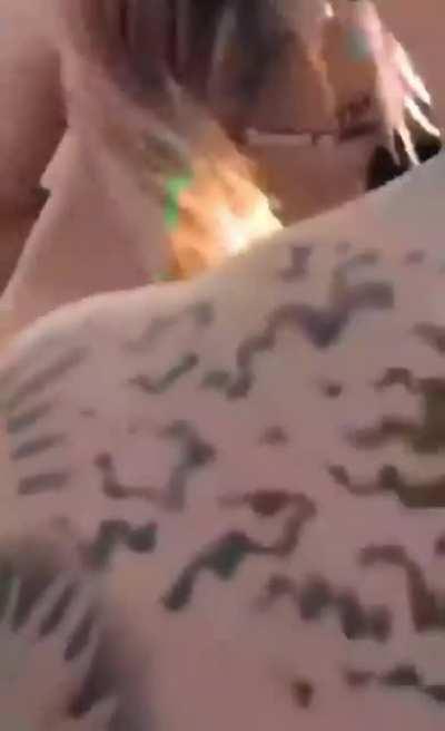 Riding in public in front of a large crowd