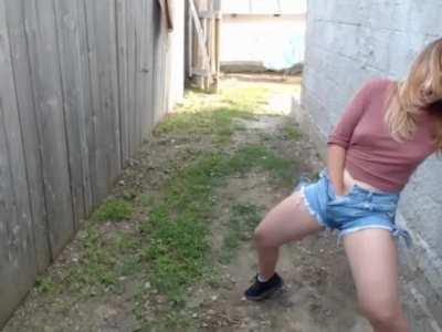 Squirting In Her Backyard