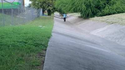 Old fat man in the ditch again.