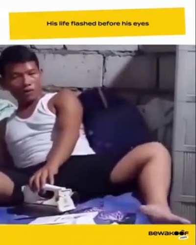 kid pranking his dad