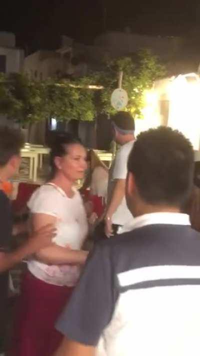 Girls fighting in the street in Mykonos