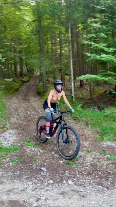 Topless down hill, the boys on the trail loved it but they were too fast for me [gif]