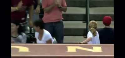 Woman steals ball from girl