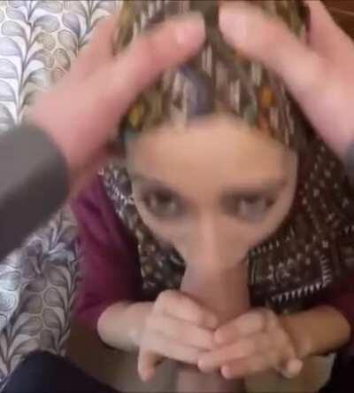 Sexy girl sucks thick cock