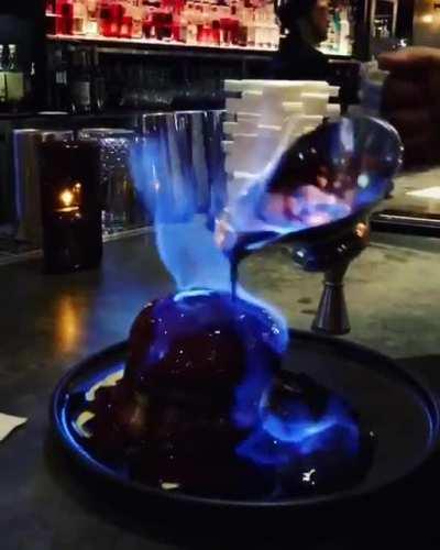 Pouring fire on a Burger