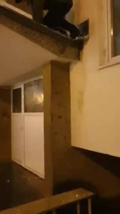 My man tried to enter through the window, too bad it was locked...