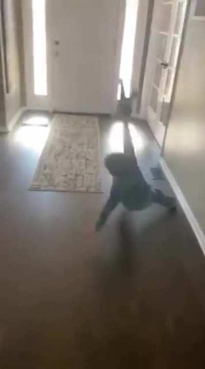 When dad spend hours building the ship for son to destroy it. 