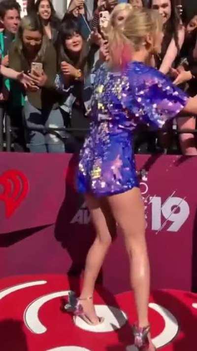 Greeting fans on the red carpet