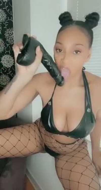Deepthroat Gagging Sex Toy Dildo Ebony Solo Porn GIF by Misslolalovell