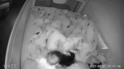 Dad gets a good sleep, mom not so much