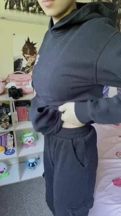 I love wearing hoodies with nothing underneath