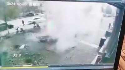 Boy throws firecrackers into the sewer