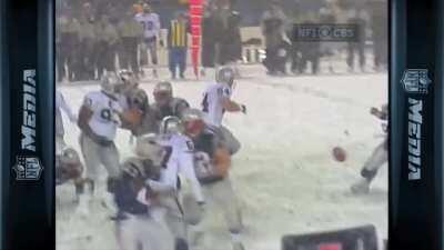 [Highlight] 19 years ago today - With 1:50 left in the 4th quarter Charles Woodson hits Tom Brady, who loses the ball. Ruled a fumble on the field, the call is overturned using the obscure 