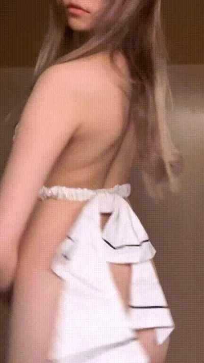 Little asian maid ready for action