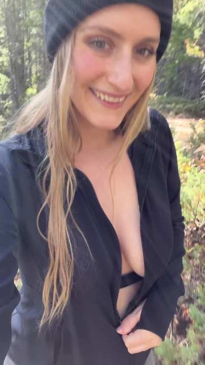 I love having my tits out while hiking 