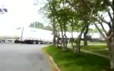 Train Slams Into Trailer of Semi Truck