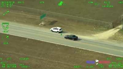 Texas police helicopter records shootout on highway