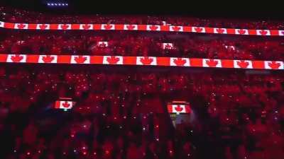 US receives less than stellar reception during the U.S. and Canadian national anthems during the 4 Nations Face-Off tonight
