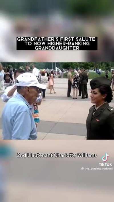 Grandfather’s first salute to now higher ranking granddaughter
