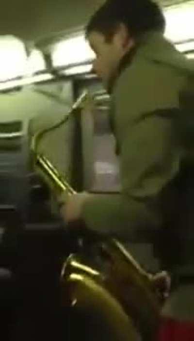 SAX BATTLE IN NYC SUBWAY