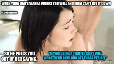 His cock was still lubed up from mom so at least it wasn't too bad of a way to wake up!