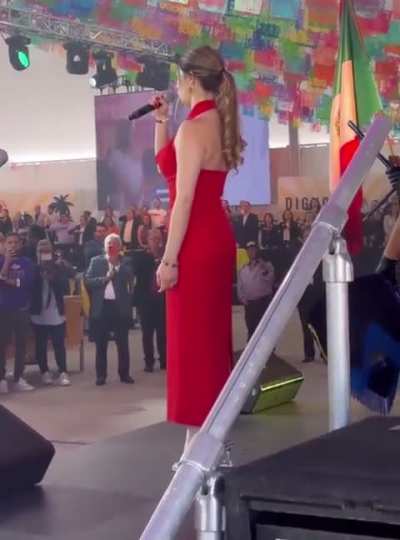 Frida Sofía Guzmán Muñoz (granddaughter of El Chapo) singing the Mexican National Anthem 