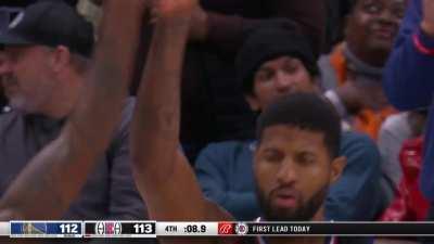 [Highlight] Paul George hits the HUGE step-back three to give the Clippers the lead after being down 22 with 9s left!