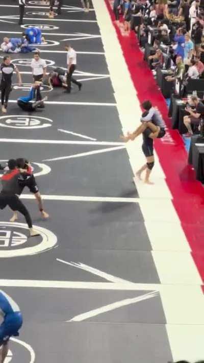 Opponent slams other opponent on judges table at worlds yesterday.