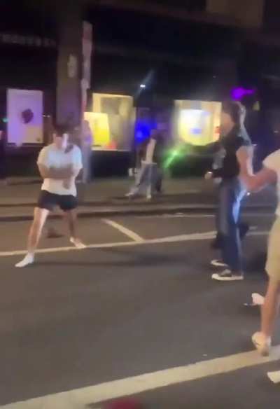 Kicking a dude where a cop can see you