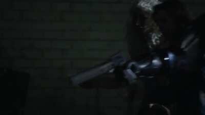 RoboCop has a hard time getting into his car