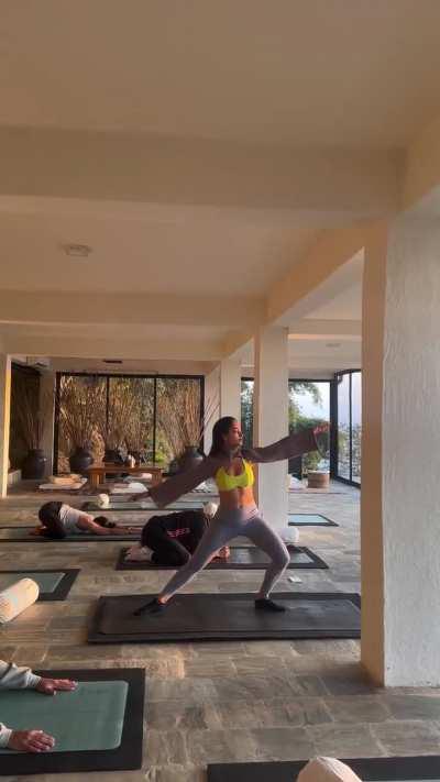 Tridha doing yoga