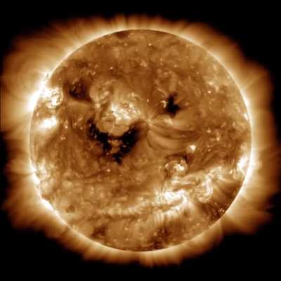In 2022, NASA captured the Sun smiling, coronal holes form a face