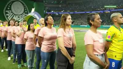 Por conta do Outubro Rosa, o Palmeiras levou ao gramado do Allianz Parque torcedoras que tratam câncer de mama