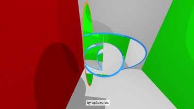 This happens if you put one portal inside another. Paradox solved by me.