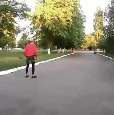 [Loud] I'll jump as high as I can, and you drive a scooter between my legs, WCGW