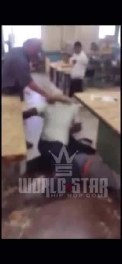 Kid in white had developmental disabilities and was getting bullied by the kid in black