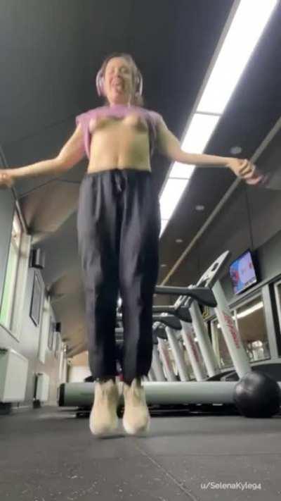 Jumping Rope with my Tits Out in the Gym